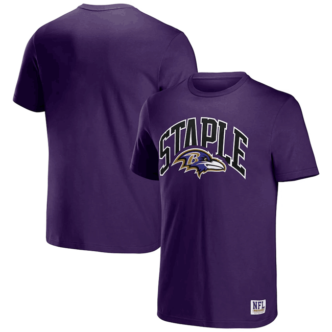 Men's Baltimore Ravens x Staple Purple Logo Lockup T-Shirt Men's Baltimore Ravens x Staple Purple Logo Lockup T-Shirt